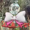 Nuevo Globo Bobo con Estampado de Moño de Papel de Aluminio, Globo Bobo de Trébol de Cuatro Hojas, Globo con Moño para Decoración de Puesto, Decoración de Festival