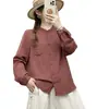 Colección Otoño 2026: Estilo Artístico Cuello Alto Corte Holgado Cardigan de Espiga para Mujer Camisa de Manga Larga Top Casual Venta al por Mayor