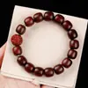 Pulseira de mão de sândalo verde antigo natural cinco elementos placa de contas de barril brincar sândalo contas de sândalo contas de rosário pulseira de brincar masculina atacado de fábrica
