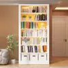 Estante de Aço Prateleira de Chão Rack de Armazenamento Biblioteca Doméstica Estante Infantil Rack para Livros Ilustrados Sala de Estar Simples Porta Traseira Gabinete de Fixação