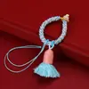 Fivela de Anel com Nó de Diamante Tecida à Mão Borla Brinquedo DIY Acessórios Chaveiro Bolsa Pingente Acessórios de Pingente
