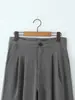 Exportación Transfronteriza Ropa Europea y Americana 2025 Otoño e Invierno Nueva Moda Callejera Pantalones de Traje Casual Doble Pliegue Gris Pierna Ancha