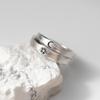 Anillos Nalan de Plata S925 Sol Luna Estrella Cepillado Sol Luna Ins Simples Abiertos Adorno de Mano para Hombres y Mujeres R01736