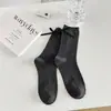 Meias Estilo Japonês JK Femininas Cor Sólida Laço Meias Femininas Agulha Dupla Puxar Meias de Fio Todas as Ocasiões Moda Ins Meias Cinzas