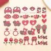 15 Estilos de Serie Roja de San Valentín con Goteo de Aceite Copa Anillos de Diamante Corazón de Amor Colgantes de Aleación Accesorios para Joyería DIY