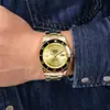 Relógio Masculino de Aço com Mostrador Grande Dourado Relógio de Quartzo com Pulseira de Aço e Mostrador Grande Relógio Europeu e Americano com Calendário Único Especial Transfronteiriço para Homens