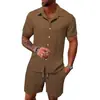 Fábrica de Origem Verão Aliexpress Amazon Transfronteiriço Europeu e Americano Roupas Masculinas Conjunto de Polo de Manga Curta Shorts Versátil Tendência