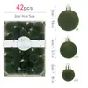 Bolas Navideñas con Terciopelo Temu Nuevo Producto Transfronterizo, Set de Caja de Color de 42 Piezas, Adornos de Árbol de Navidad de Terciopelo, Decoraciones Festivas