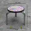 Taburete Redondo Pequeño de Metal, Taburete de Tres Patas, Elegante Taburete Bajo de Tubo de Acero, Taburete para Cambiar Zapatos de Baño 27, Taburete de Comedor, Taburete de Hierro, Estilo Yunnan