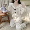 Pijama de Terciopelo Coral para Mujer en Otoño e Invierno Nuevo Estilo Coreano Dulce Forrado de Felpa Engrosado de Manga Larga Cálido Conjunto de Ropa para el Hogar para Mujer