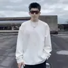 Otoño/Invierno Nuevo Capa de Aire de Peso Pesado Sudadera con Capucha de Cuello Redondo Simple para Hombre Sensación de Alta Gama Holgada Versátil Color Sólido Capa Base Manga Larga