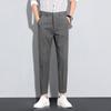 Pantalones de traje pequeños drapeados de alta calidad para primavera y otoño para hombre, corte ajustado entallado, casuales, capri rectos, talla grande, moda