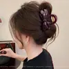 Grampo de Cabelo com Laço Marrom Chocolate para Mulheres 2025 Novo Estilo Simples Elegante para Prender Coque na Parte de Trás da Cabeça Presilha de Tubarão Acessório de Cabelo Versátil