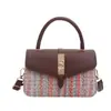 Bolso tejido estilo coreano para mujer, nuevo de moda 2026, bolso cuadrado pequeño versátil de bloques de color, bolso cruzado casual para el día a día