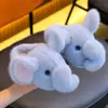 Chinelos de algodão infantis para outono e inverno, unissex, quentes e com forro de fleece, estilo pai e filho, design de elefante, confortáveis para usar em casa, sapatos de bebê com calcanhar fechado