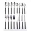 Taza redonda de plástico gris, cuchillo para bistec de acero inoxidable, tenedor y cuchara, vajilla occidental, promoción de regalo, juego de 4 piezas