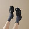 Mocasines Vintage Mujer Otoño 2024 Nuevos Tacón Grueso Suela Pequeña Gruesa Punta Redonda Boca Baja Antiguos Zapatos Individuales de Tacón Alto