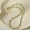 Collar, pulsera, colgante de flor pequeña azul turquesa metálico de dopamina fresco y dulce, cadena para clavícula de estilo nicho suave para mujer