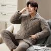 Conjunto de Pijama Acolchado para Hombre (Top y Pantalones), Cálido y Cómodo para Estar en Casa, Engrosado para el Calor