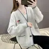 Chaqueta de Estilo Perezoso, Nuevo Estilo Otoño e Invierno, Dulce y Adelgazante, Corte Holgado, Estilo Coreano, Chaqueta Cardigan de Punto Bordada Versátil, Ropa de Mujer de Moda