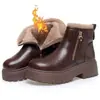 Botas de nieve de plataforma retro de tamaño pequeño para mujer, nueva colección de invierno 2026, zapatos de algodón con forro polar y engrosados, antideslizantes, botines cortos mullidos