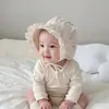Chapéu de Bebê Fofo Estilo Coreano Doce Renda Floral Acabamento Chapéu de Corte Orelheiras de Bebê Menina Chapéu à Prova de Vento para Exterior