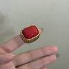 Anillo abierto cuadrado grande de resina para mujer, diseño de nicho de lujo ligero europeo y americano, anillo vintage antiguo de alta calidad.