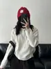 Tricô com Capuz Estilo Coreano Macio e Fofo em Mistura de Lã para Mulheres 26 Outono/Inverno Estilo Preguiçoso Solto Suéter Curto Pulôver Casaco