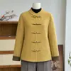 Elegante abrigo de lana estilo chino para madres de mediana edad, nuevo estilo otoño 2026, abrigo de lana de doble cara con cuello ancho y cierre de botones