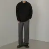 Suéter Masculino Outono/Inverno Estilo Retro Hong Kong Versátil Gola Alta Moda Masculina Estilo Old Money Japonês Pulôver Malha Canelada