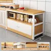 Cozinha rack multifuncional armário chão mesa de corte bancada multicamadas armário de armazenamento para micro-ondas armário lateral estreito