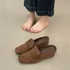 Pantuflas de Estilo Británico de Piel Gamuzada con Puntera Reforzada para Mujer 2026 Estilo Nuevo de Primavera con Aumento de Altura Oculto Mules sin Cierre Medias Pantuflas
