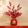 Vaso de decoração com flores secas Saco da Sorte arranjo de flores para sala de estar saco de dinheiro com frutas vermelhas decoração de buquê de cevada vaso de luxo leve de ponta