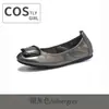 Sapatos de Rolo de Ovo de Couro de Vaca Costlygirl Solado Macio Bico Baixo Sapatos de Mãe Sapatos de Feijão para Meia-Idade Sapatos Femininos de Couro Genuíno Sapatilhas