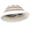 Sombrero de Pescador Jacquard Fair Isle Vintage para Mujer, Sombrero de Pescador Cálido de Felpa para Otoño e Invierno, Sombrero de Pescador Artístico de Ala Corta Estilo Japonés