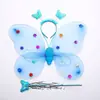 Asas de Borboleta conjunto de quatro peças fantasia de performance para menina adereços de performance asas de elfo anjo luminosas de camada dupla atacado