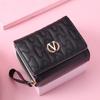 Billetera Transfronteriza Monedero para Mujer 2025 Nuevo Monedero Triple Bordado con Cremallera Moda Simple Bolso Billetera Pequeño