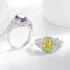 Venta caliente de transmisión en vivo: Anillo de Vid de Diamante de Alto Carbono Súper Brillante para Mujer con Corte Flor de Hielo Forma de Huevo de Paloma, Anillo con Forma de Huevo Chapado en Oro Real