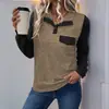 Temu Transfronterizo 2025 Nuevo Otoño Europeo y Americano Multicolor Transfronterizo Personalizado Moderno Cuello Alto Manga Larga Bloques de Color Sudadera para Mujer Delgada