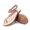 Sandálias boêmias populares de comércio exterior, chinelos femininos, novos estilos de verão, sapatos baixos florais, saltos baixos estilo coreano
