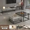 Mesa de centro de ardósia para sala de estar, moderna e simples, para apartamentos pequenos, novo modelo 2026, mesa de centro quadrada de vidro para espaços pequenos