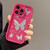 Capa de Celular Prata Borboleta Estilo Japonês e Coreano Adequada para iPhone 17 Pro Max, iPhone 14, Acabamento Fosco para iPhone 13/12/11, Fabricada na Fábrica para iPhone 15