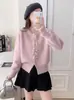 Cárdigan de Punto con Lazo Tridimensional Estilo Coreano 2026 Primavera Nuevo Suave y Dulce Chaqueta Suéter de Terciopelo Imitación de Visón para Mujer