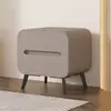 Novo Modelo 2026 Borda Estreita Madeira Maciça Quarto Mini Mesa de Cabeceira para Espaços Pequenos, Ultra-Estreita Moderna Minimalista Acabamento em Couro de Luxo Leve