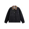 Ropa Vintage Yidao Otoño 2026 Nuevo Estilo Retro Americano Old Money Corte Holgado Color de Contraste Cuello Solapa Chaqueta de Mezclilla