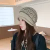 Chapéu Versátil Estilo Coreano de Pelo Fino para Sobrepor Outono e Inverno Novo Estilo Grande Circunferência da Cabeça Cobertura de Cabeça com Borda Enrolada Chapéu de Tricô Chapéu para Proteção contra Frio ao Ar Livre