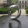 Escultura cuadrada de acero inoxidable para jardín, anillo para paisaje acuático al aire libre, diseño abstracto, paisaje geométrico creativo, decoración de suelo