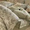 100% algodão, algodão puro, Classe A, borda com concha, ponto de triângulo, conjunto de quatro peças, espessado e escovado, lençol de cama de dormitório, lençol com elástico, capa de edredom, conjunto de três peças