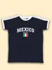 Camiseta Corta Estilo Europeo y Americano, Corte Ajustado, Estampado de Letras, Top Azul, Camiseta de Verano Y2K para Mujer, Cropped Sexy Streetwear