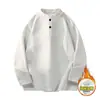 Sudadera estilo americano con cuello Henry para hombre, otoño/invierno 2025, polo de alta gama, camiseta de manga larga, top base para mujer